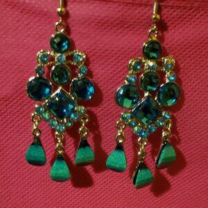 Rhinestone & Stone Drop Earrings.
